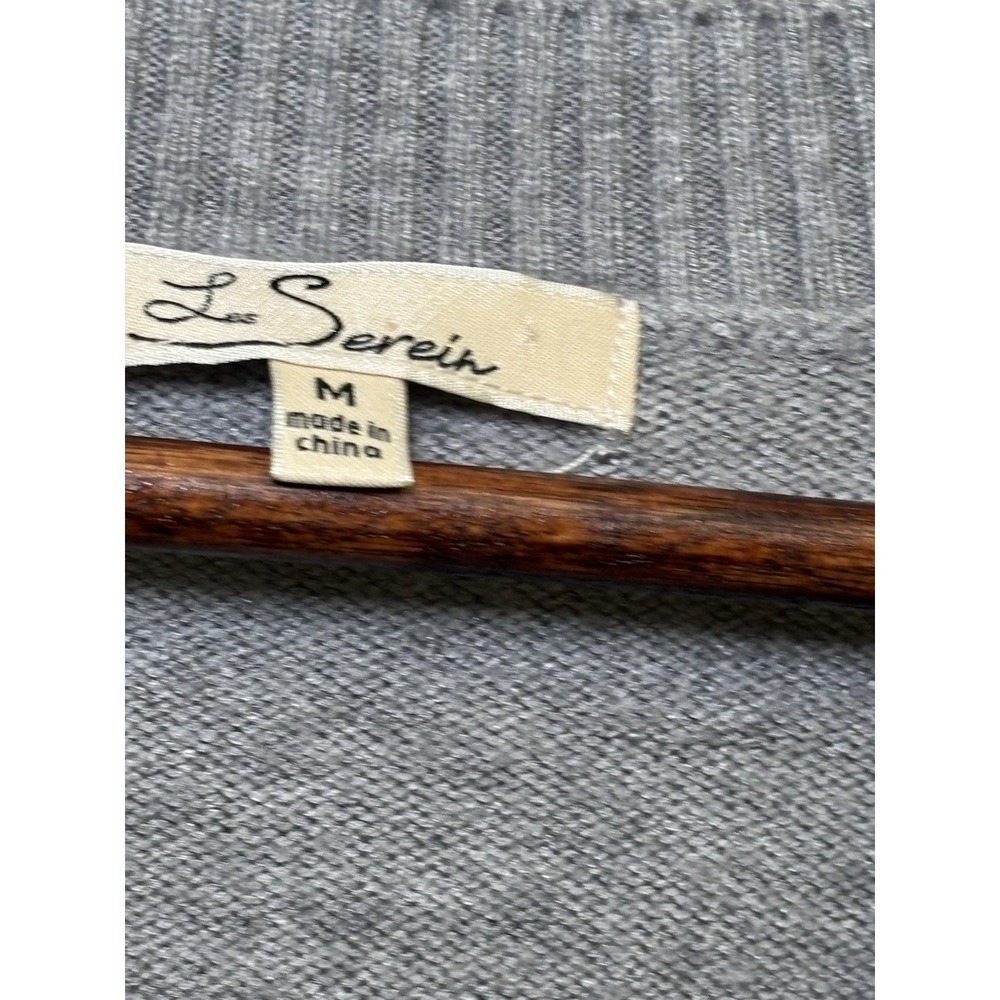 Les Serein Women's Size Medium Soft Grey Sweater w/Color Block Sleeves - Picture 3 of 7